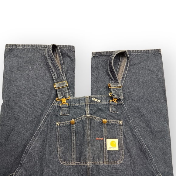 Carhartt R07DST Men's Dark Blue Denim Overalls - 44x30 NWT - Picture 2 of 5